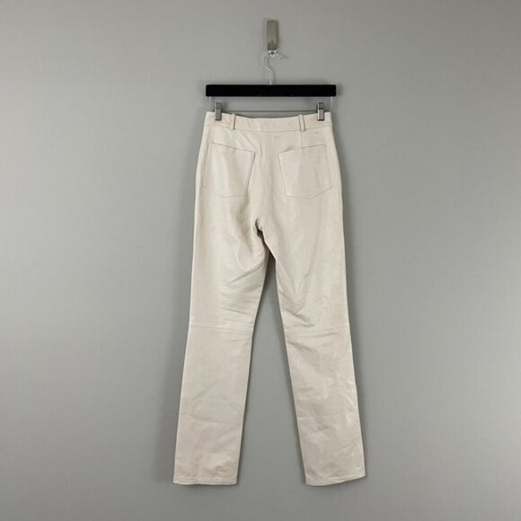 Zeynep Arcay Cropped Leather Taper Pants in Cream Size 2 - Picture 2 of 8